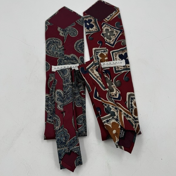 Vintage Givenchy‎ Monsieur Mens 100% Silk Tie Designer AOP Italy Tag Lot Of 2 - Picture 4 of 7